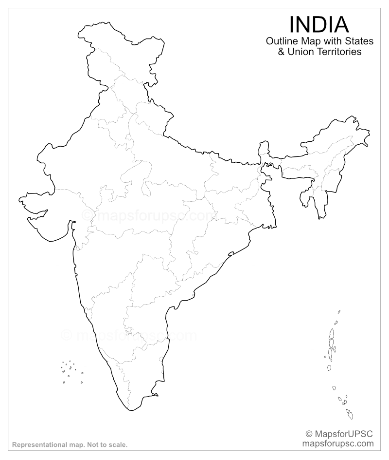 India Outline Silhouette Map Illustration With States India Outline Silhouette Map Illustration With States