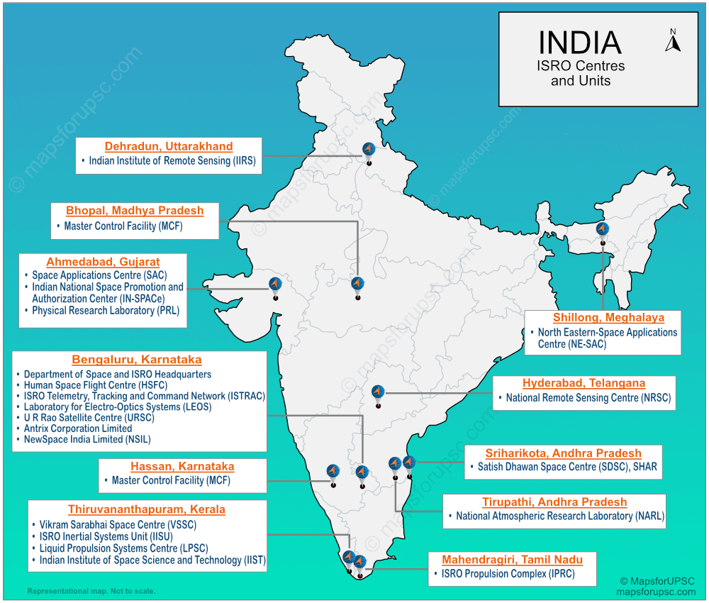 ISRO Centres in India Map