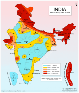 New Earthquake Zones of India Map