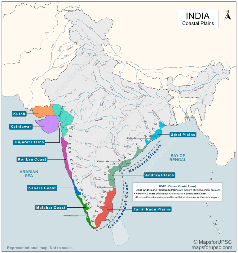 Coastal Plains of India Map