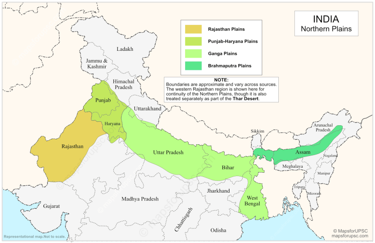 Northern Plains of India Map
